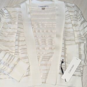 Calvin Klein Women's Striped Cream Cardigan